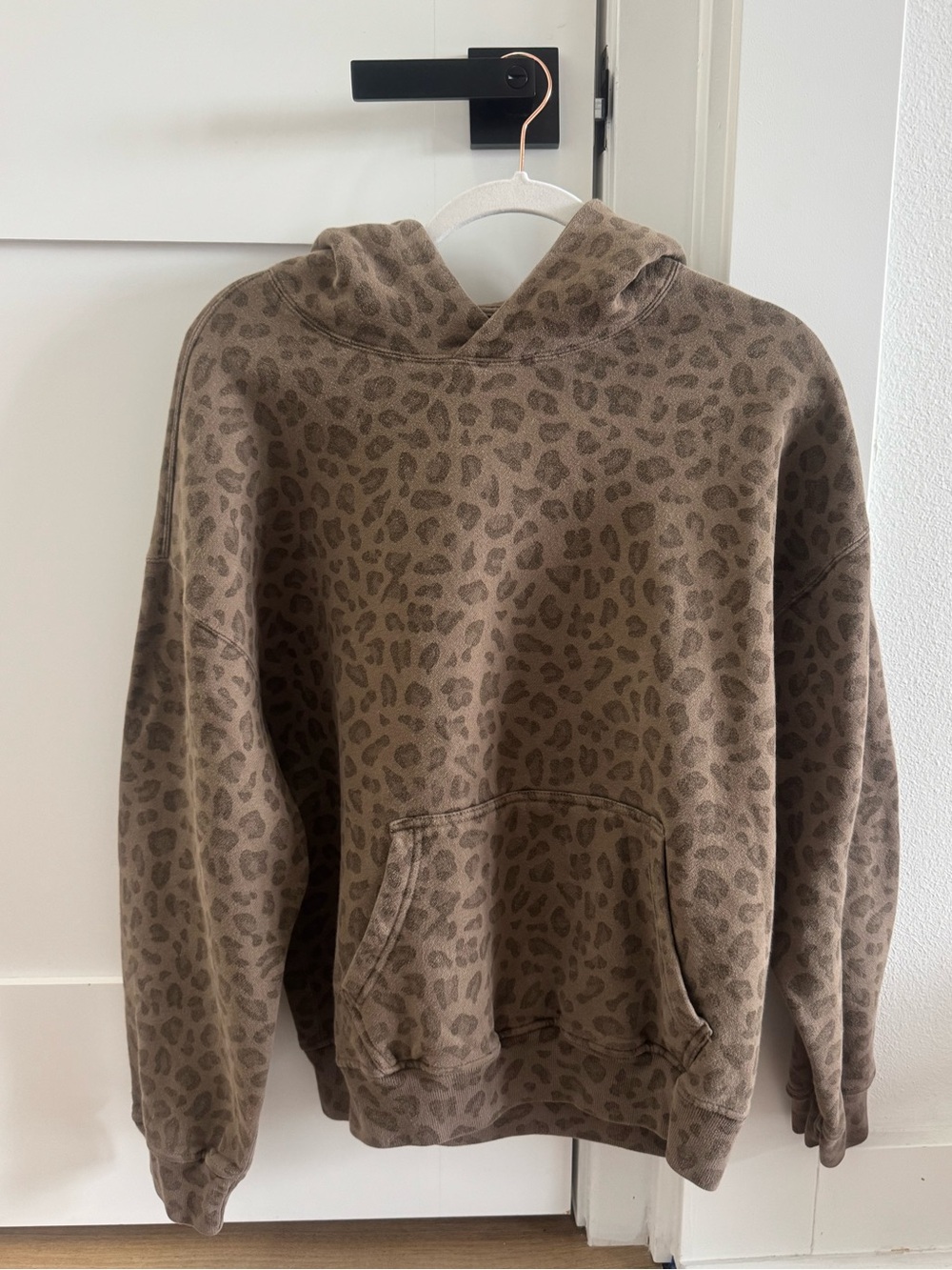 Abercrombie & Fitch Brown Leopard-Print Crewneck Hoodie